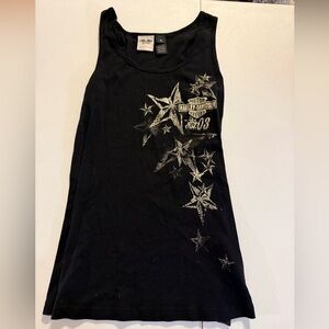 Harley Davidson Women’s sleeveless black stars graphic medium tank top logo